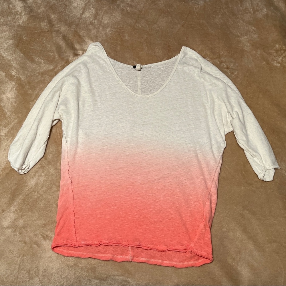 Free People Loose Fit White and Pink Top